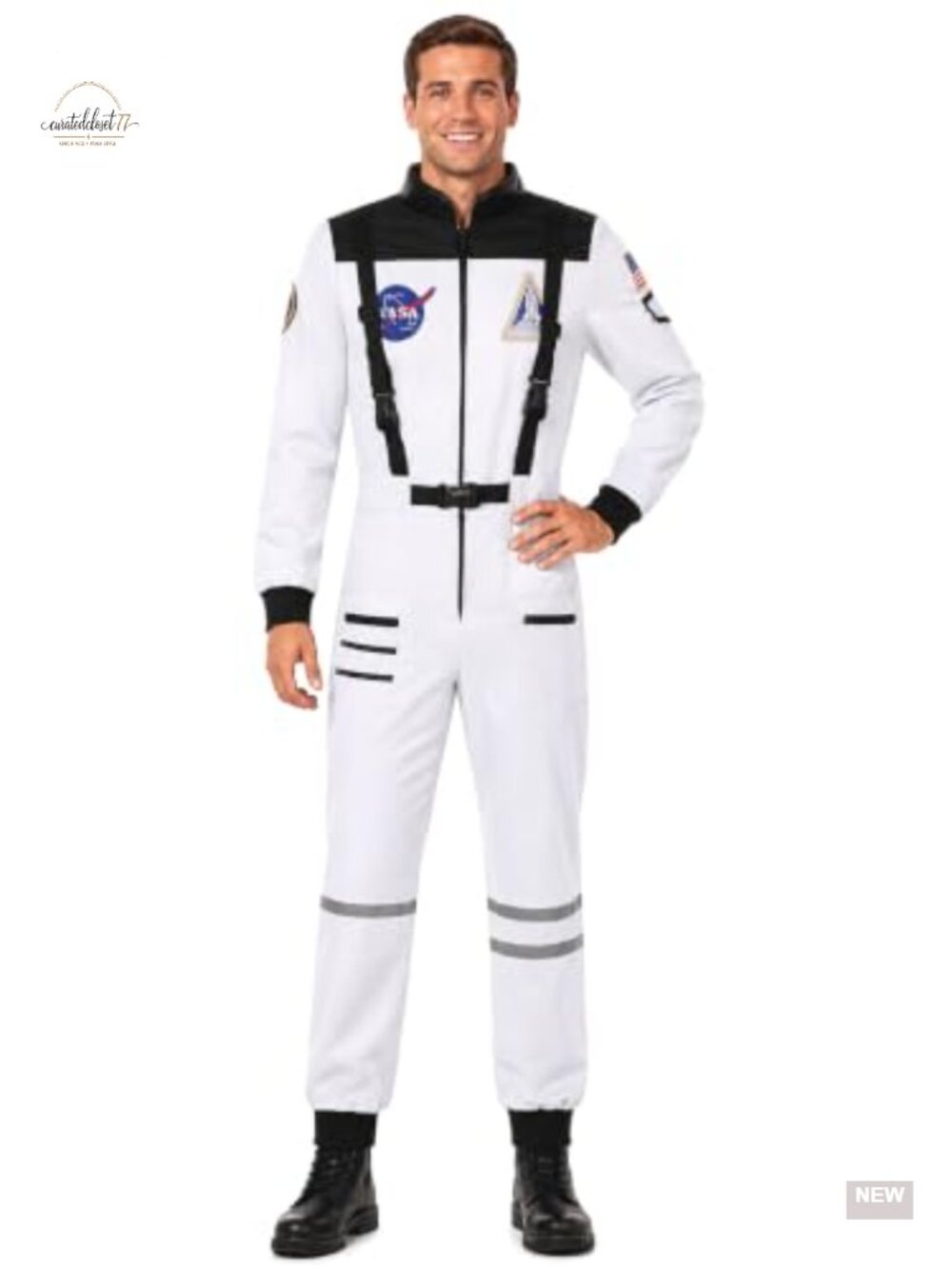 Men's Astronaut Costume Space Suit Jumpsuit Halloween Cosplay